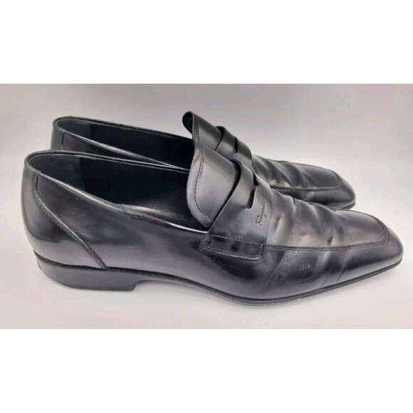 Salvatore Ferragamo Mens 9‎ D Italian Black Leather Shoe Loafers main image 13